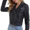 DIASHINY Faux Leather Jacket For Women Crop Short Cropped PU...