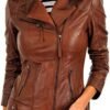 KYZER KRAFT Womens Leather Jacket Bomber Motorcycle Biker Re...