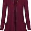 Miusey Womens Zip Up Long Hoodie Jacket Lightweight Tunic Sw...