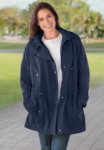Woman Within Women's Plus Size Fleece-Lined Taslon Anorak