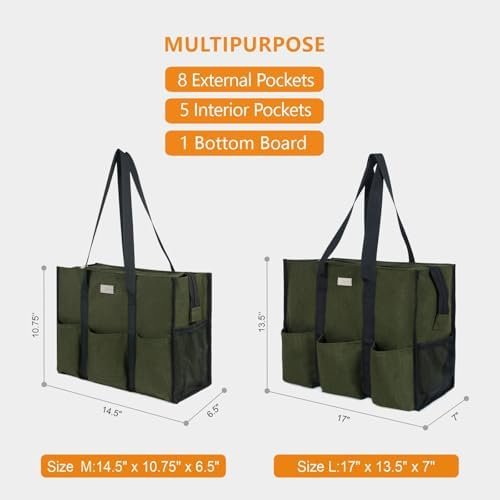 TOPDesign Utility Water Resistant Tote Bag with 13 Pockets, ...