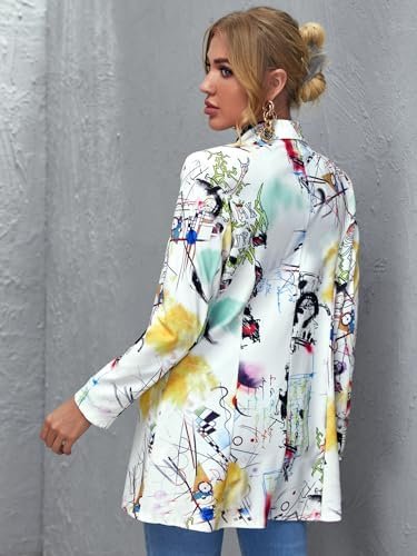Floerns Women's Casual Long Sleeve Graphic Colorful Blazer W...