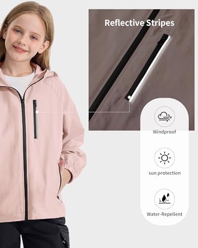 Rolanko Girls Waterproof Hooded Jacket Lightweight Raincoats...