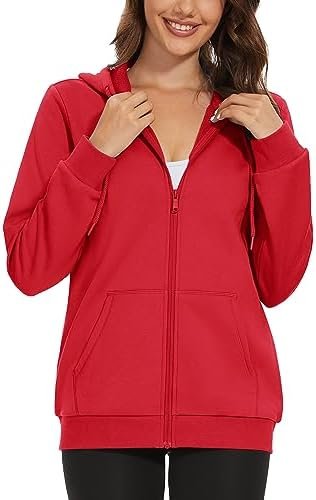 MAGCOMSEN Women's Fleece Lined Zip Up Hoodies Casual Hooded ...