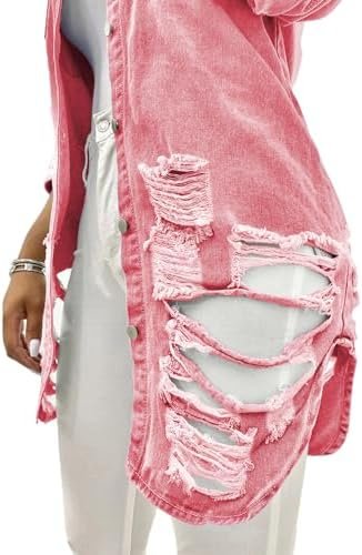 sexycherry Denim Jacket for Women Long Sleeve Classic Trucke...