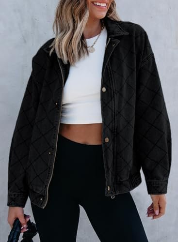 Sidefeel Women's Jean Jacket Long Sleeve Zimbaplatinum Overs...