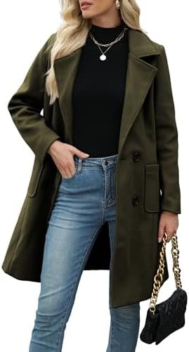 Bankeng Women Winter Wool Blend Camel Mid-Long Coat Notch Do... Bankeng Women Winter Wool Blend Camel Mid-Long Coat Notch Do...