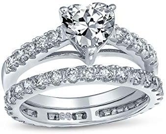 Classic Romantic 2CT AAA CZ Solitaire Heart Shaped Engagemen...
