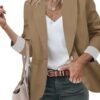 Genhoo Blazer Jackets for Women with Pockets Open Front Long...