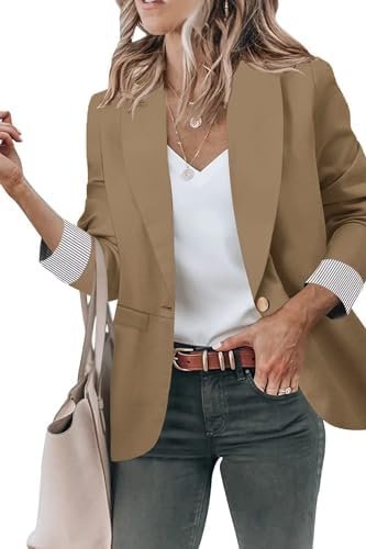 Genhoo Blazer Jackets for Women with Pockets Open Front Long...