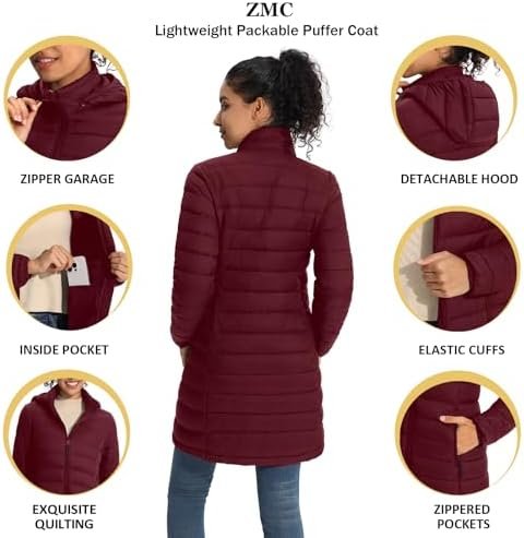 ZMC Packable Women Puffer Coat, Lightweight Water-Resistant ...