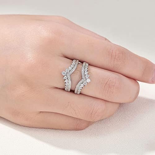 Newshe Jewellery Cubic Zirconia Wedding Bands for Women Crow...