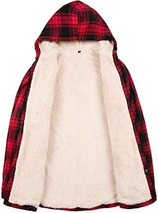 ZENTHACE Women's Sherpa Lined Plaid Flannel Jacket Button Do...