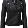 Blingsoul Asymmetrical Lambskin Leather Jacket Women - Class...