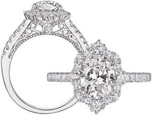 SHELOVES 2.7 Ct Oval Cut AAAAA Cubic Zirconia Floral Halo SHELOVES 2.7 Ct Oval Cut AAAAA Cubic Zirconia Floral Halo En...