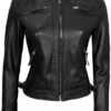 fjackets Real Leather Jacket Women - Cafe Racer Natural Grai...