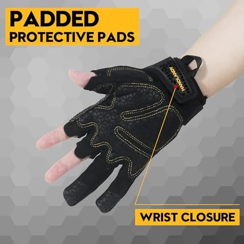 HLDD HANDLANDY Fingerless Work Gloves, Utility Working Glove...