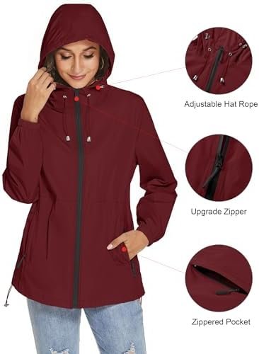 TCOT Womens Rain Jackets Waterproof Windbreaker Jackets ligh...
