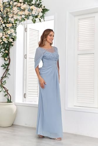 TORYEMY Cape Sleeve Mother of The Bride Dresses Mermaid Long...