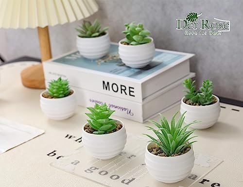 Der Rose Set of 6 Succulents Plants Artificial in Pots Small...