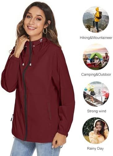 TCOT Womens Rain Jackets Waterproof Windbreaker Jackets ligh...