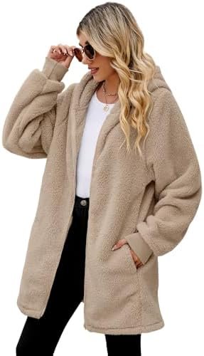 ReachMe Womens Fleece Zip Up Jacket with Pockets Oversized L...
