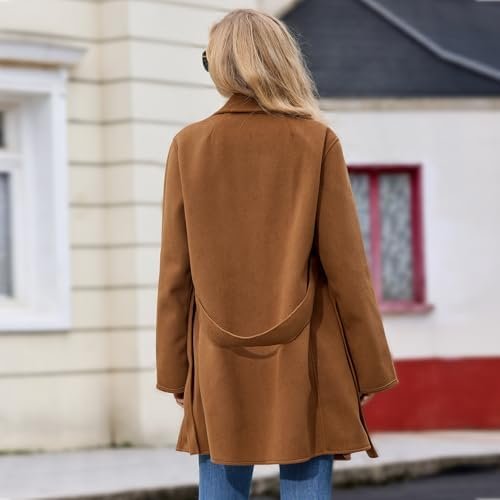 Women's Wool Blend Coat with Pockets Mid-Long Winter Overcoa...