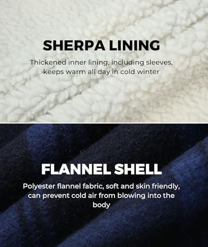 ZITY Men's Flannel Hooded Jacket Fleece Sherpa Lined Plaid S...