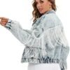 Women's Oversized Vintage Denim Jacket Long Sleeve Boyfriend...