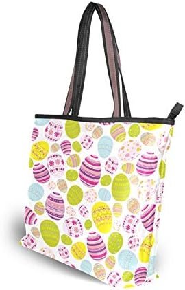 Tote Bag for Women with Zipper and Pockets,Polyester Tote Ba...