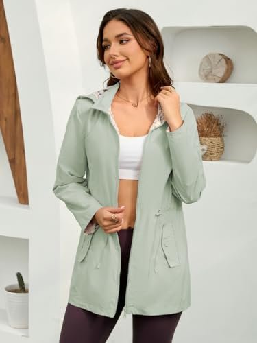 Women's Rain Jacket Long Lightweight Hooded Windbreaker Rain...