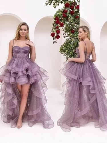 Tulle Spaghetti Straps Long Formal Prom Gowns for Women Tier...