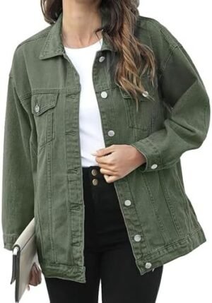 PUWEI Women's Oversized Denim Jacket Distressed Lapel Button... PUWEI Women's Oversized Denim Jacket Distressed Lapel Button...