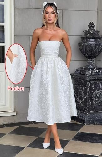 Summer Strapless Homecoming Dresses with Pockets Corset A Li...