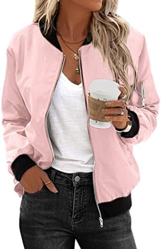 Zeagoo Women's Bomber Jacket Casual Coat Zip Up Outerwear Wi...