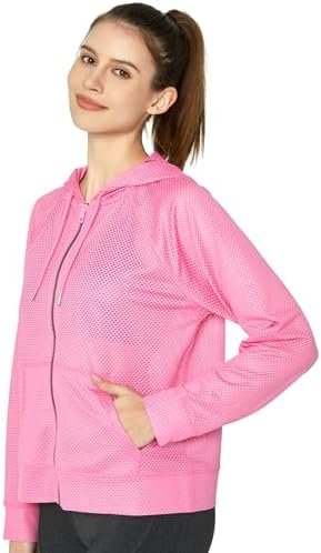 Women's Long Sleeve Mesh Hoody Sheer Hooded Sweatshirt Light...