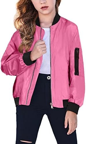 Arshiner Girls Bomber Jacket Casual Coat Zip Up Outerwear wi... Arshiner Girls Bomber Jacket Casual Coat Zip Up Outerwear wi...