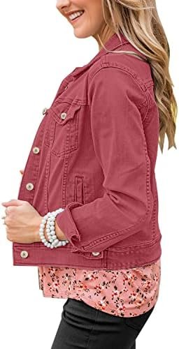 GRAPENT Women's Basic Button Down Long Sleeve Stretchy Jean ...