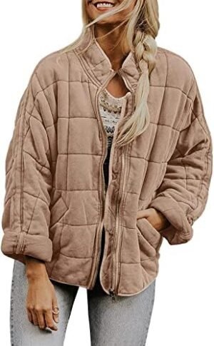 utcoco Women's Causal Lightweight Jacket Stand Collar Long S... utcoco Women's Causal Lightweight Jacket Stand Collar Long S...