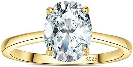 JewelryPalace Oval Shape 1ct 2ct Cubic Zirconia Solitaire En...