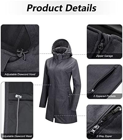 33,000ft Women's Waterproof Softshell Long Rain Jacket with ...
