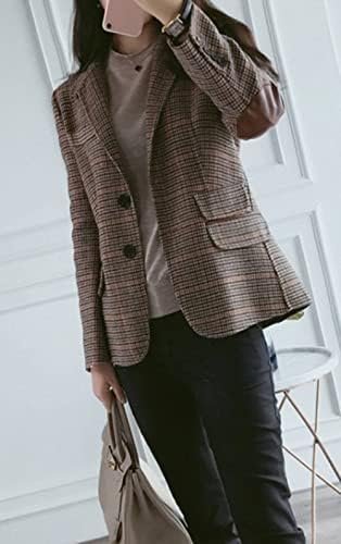 CHARTOU Women's Chic Lapel Collar Plaid 2-Button Business Wo...