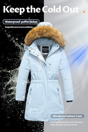 CREATMO US Girl's Long Length Winter Coat Parka Water Resist...