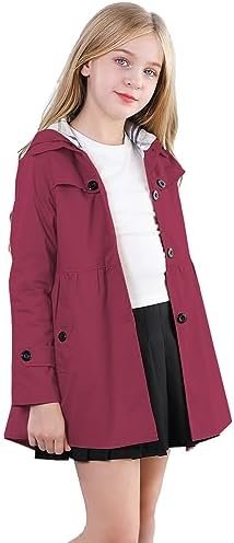 Betusline Girl's Single Breasted Trench Coat Dress Coat Oute...