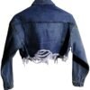 HTD Women's Cropped Jean Jacket Button Up Long Sleeve Ripped...