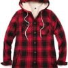 ZENTHACE Women's Sherpa Lined Plaid Flannel Jacket Button Do...