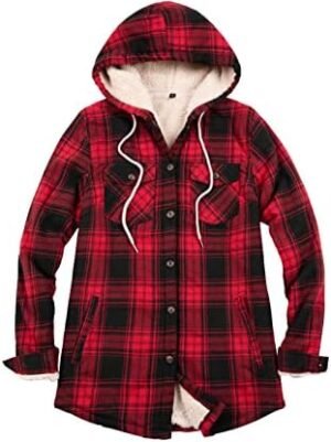 ZENTHACE Women's Sherpa Lined Plaid Flannel Jacket Button Do... ZENTHACE Women's Sherpa Lined Plaid Flannel Jacket Button Do...
