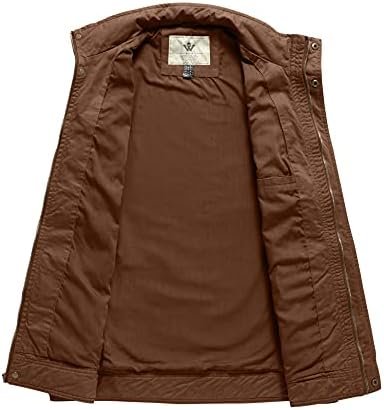 WenVen Men's Casual Washed Cotton Military Jacket