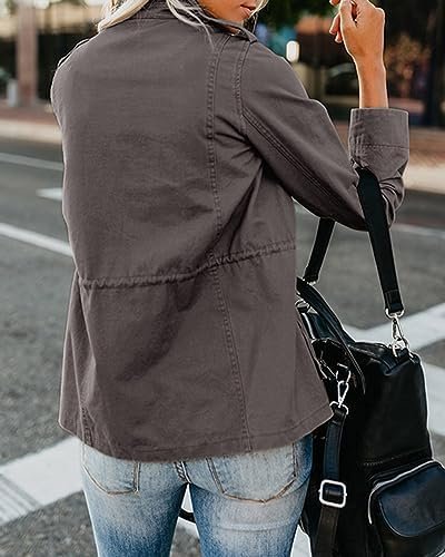 Pepochic Womens Military Jacket Zip Up Snap Buttons Lightwei...