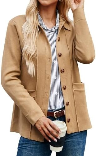 GRACE KARIN Women Casual Cardigan Knit Button Down Shirts Lo...